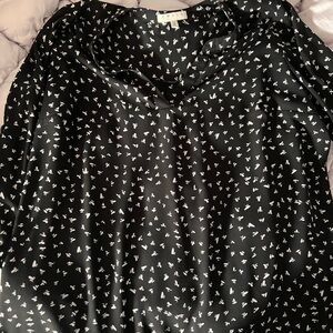 Black Blouse with White Pattern